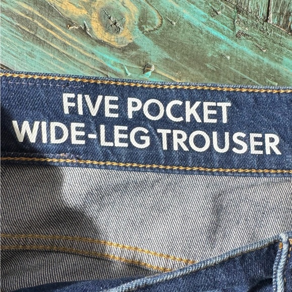 J. Crew Denim Trouser in Wesly Wash Size 34 = Size 18 Wide Leg Jeans - Picture 10 of 15